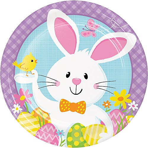 Creative Converting 327092 Easter Bunny Round Paper Plates, 8 Pcs, 9"
