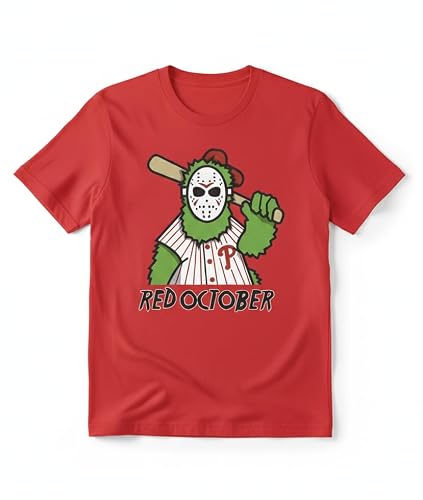 Red October Phanatic Jason Mashup Shirt for Philadelphia Baseball Fans Phillies Playoff T-Shirt for Kids/Adults (US, Age, Large, Adult, Red)