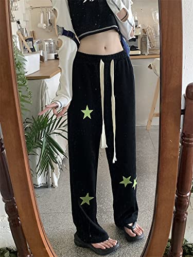 Star Y2K Pants Relaxed Fit Track Pants Grunge Baggy Pants Y2K Clothing Parachute Pants Sweatpants with Drawstring4