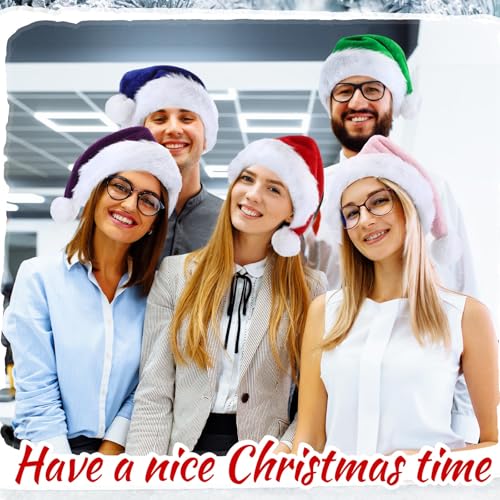 Image of Vicenpal 20 Pcs Santa Hats Bulk Plush Christmas Hats for Adults Women Men Holiday Party Costume(Multicolor)