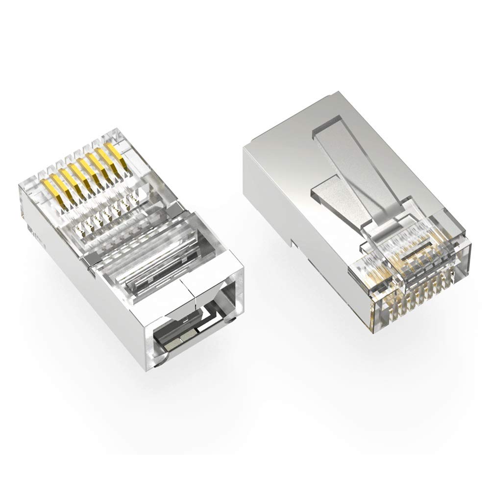 Beszin RJ45 Connectors Cat.5E Shielded Ends/Plug for Solid for Stranded Shielded Wire 50 Micron (100pk)