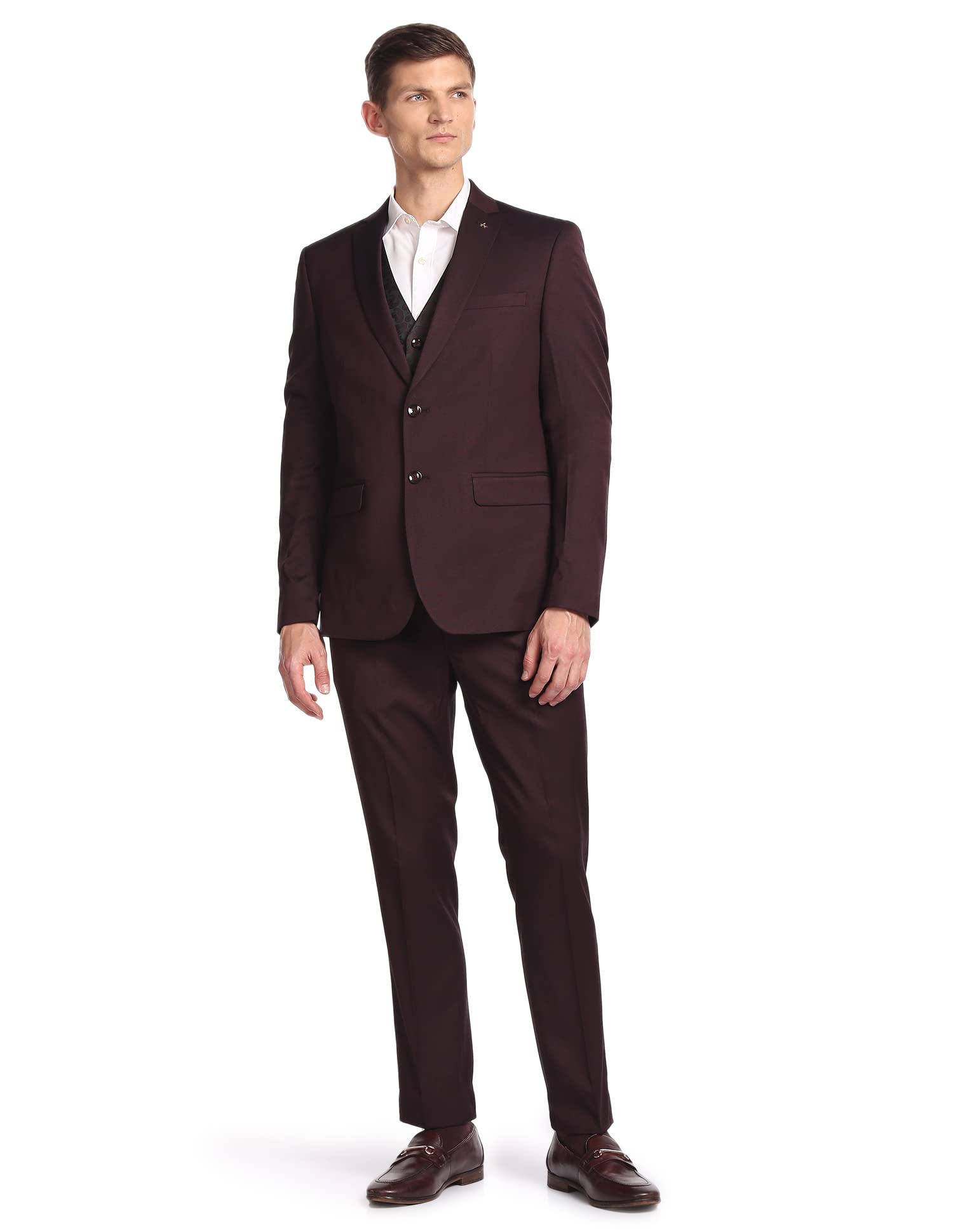 arrow Men Solid Hudson Tailored Fit Three Piece Suit-picture-47