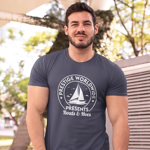 Prestige Worldwide Shirt – Funny Graphic T Shirt for Men | Vintage Mens Tee | Boats and Hoes Adult Humor Shirt3
