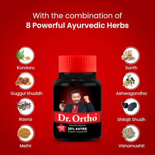 Image of Dr.Ortho Ayurvedic Pain Relieving Capsule For Joint,Neck,Knee And Muscle Pain | Ayurvedic Remedy Effective Result And Reduces Muscle Stiffness - 60 Capsule(Pack Of 3)