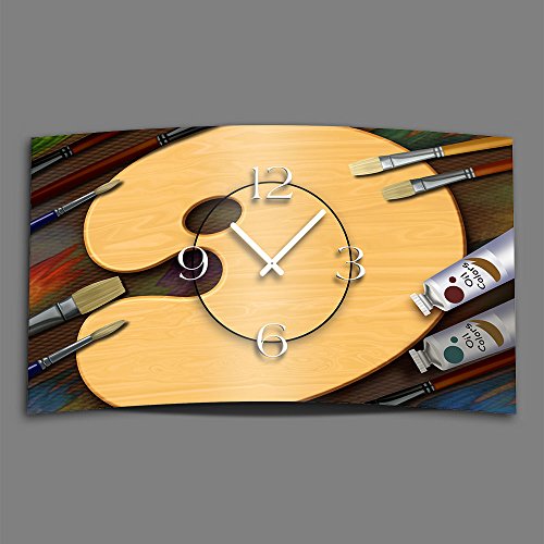 DIXTIME Maler Palette Designer Wanduhr modernes Wanduhren Design leise kein ticken 3DS-0103