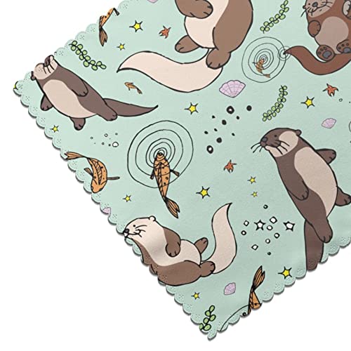 Otters Placemats Set Of 6 For Kitchen Gifts Washable Heat Resistant Table Mat Anti-Slip Place Mats 18X12 Inch #TOP5