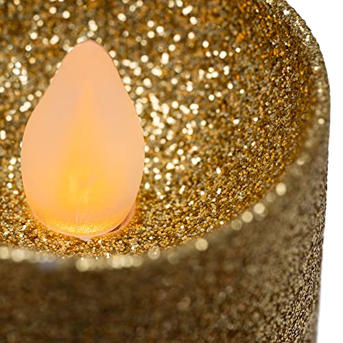 Wyzworks - Set Of 12 Led Faux Wax Glitter Tealight Candles, Flameless Candles Battery Operated - Votive Tealights With Warm White Light For Valentine, Holiday, Christmas, Candle Wedding, Birthday #TOP2