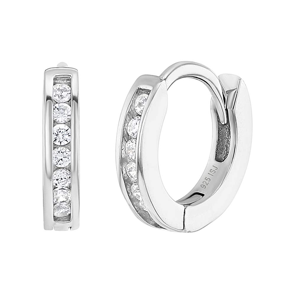 In Season Jewelry'925 Sterling Silver Cubic Zirconia Small Hoop Earrings for Infants, Toddlers, and Little Girls 0.39'' - Classic and Beautiful Huggie Earrings Beautiful Jewelry for Any Special Occasion'