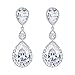 EVER FAITH Silver-Tone Full Cubic Zirconia December Birthstone Tear Drop Dangle Earrings Clear