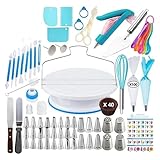 BOJHGO Kit definitivo for Decorar Pasteles (207 Piezas) con boquillas, Plato Giratorio, 100 Mangas pasteleras y Herramientas Completas: Juego Profesional de Utensilios repostería for Aficionados