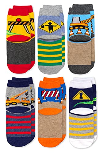 Jefferies Socks Boys' Dinosaur Construction Crew Socks 6 Pack3