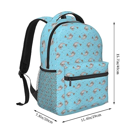 Animal Seal Pattern Backpack for Women Men Worker Teacher Business Travel Backpacks Shoulders Bag Daypack Bookbag with Mesh Pockets2