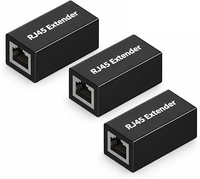 RJ45 Ethernet Coupler 10Gbps 3-Pack, Female to Female Ethernet Extender Adapter for Cat8 Cat7 Cat6 Cat5e Cat5 Cables, Aluminum Alloy High-Speed Connector