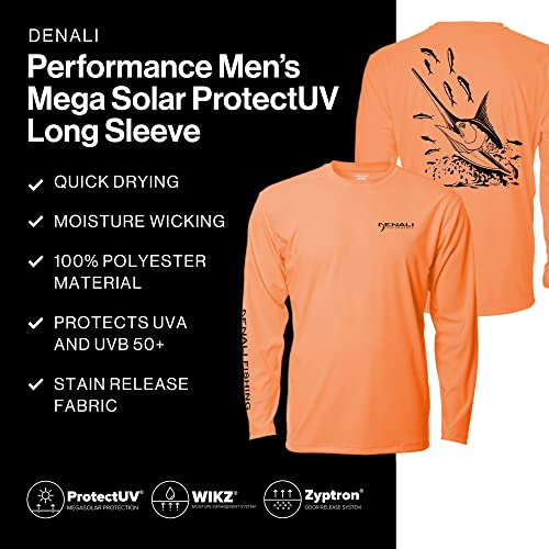 Denali Performance Fishing Men’s Teaser Upf 50+ Protectuv Mega Solar - Marlin (Tangelo, Large) #TOP4