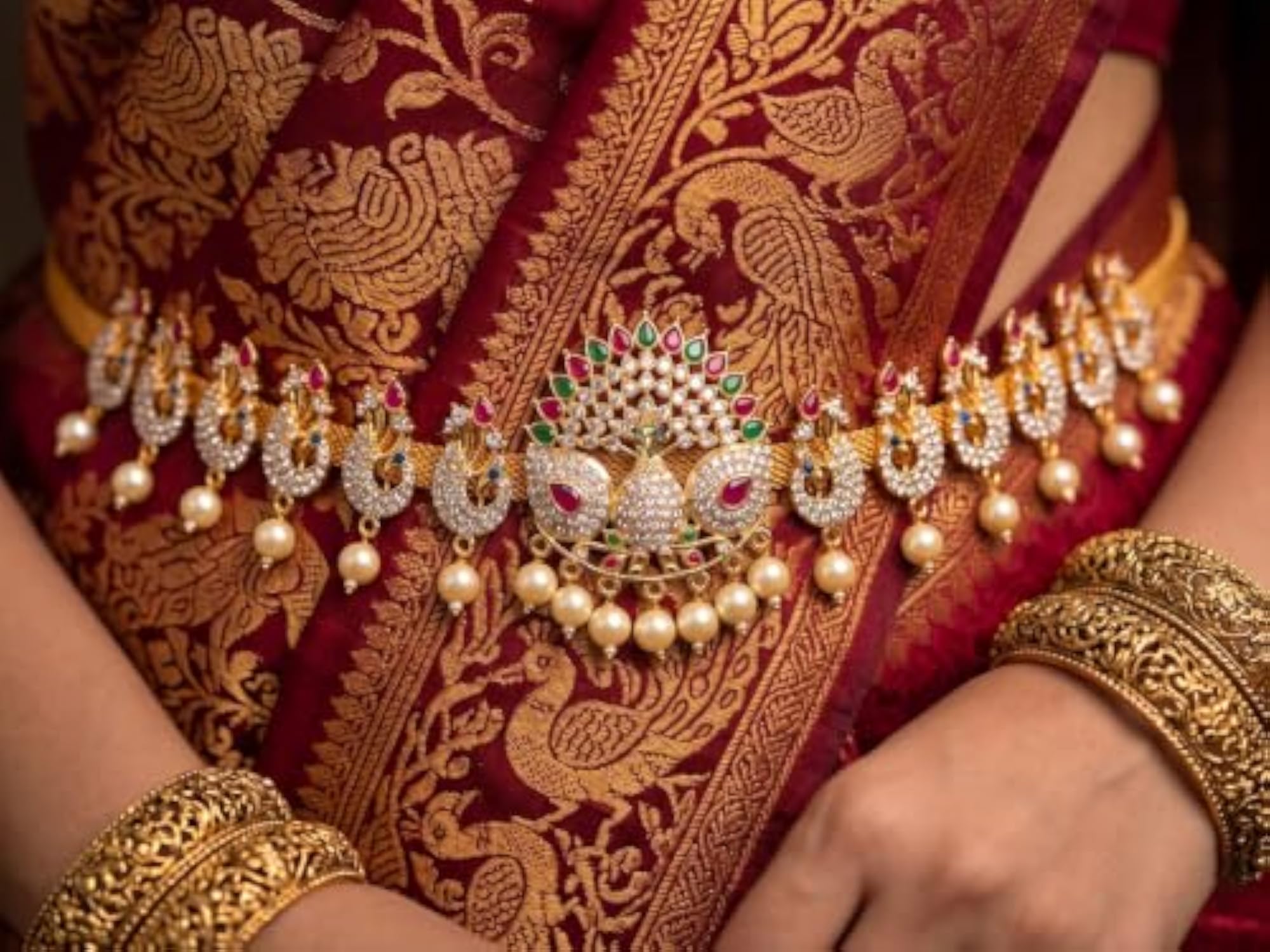 Traditional Peacock Waist Belt Kamarband for Bridal Wear