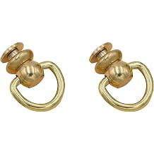 dophee 2Pcs Solid Brass Ball Stud Rivets with Screws D-Ring 360 Degree Rotatable Head Spikes Buttons for Purse Belt Handbag Leather Phone, 28x12mm/1.1"x0.47"