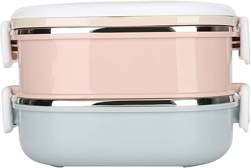 Miniatura 9 de Niiyen Lonchera de 2 capas de 60.9 fl oz, contenedor portátil apilable de acero inoxidable 304, caja Bento para adultos, caja de almacenamiento de