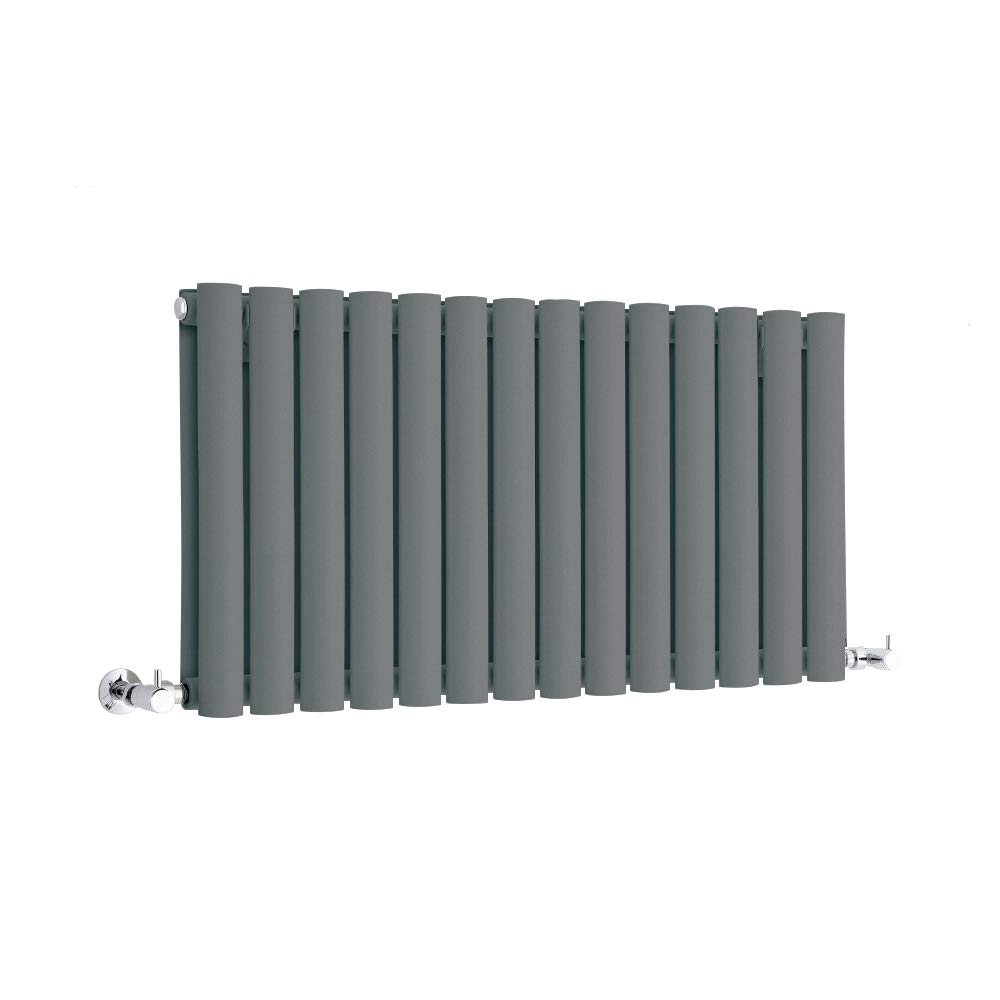 Milano Anthracite Aruba Horizontal Double Oval Panel Radiator - 400Mm X 826Mm