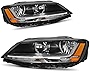 AUTOSAVER88 LED DRL Headlights Assembly Compatible with 2017 2018 Jetta Headlamp Replacement Black Housing Amber Reflector Driver and Passenger Side