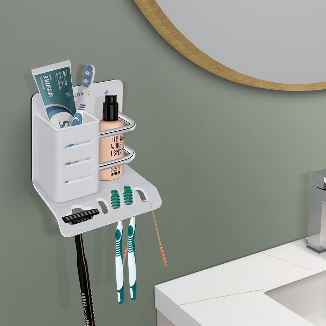 Plantex Acrylic Multipurpose Tooth Brush Holder/Stand/Tumbler for Bathroom Accessories - (White) — Amazon image 2