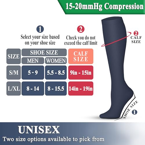 Image of QUXIANG Copper Compression Socks for Women & Men Circulation (8 Pairs) - Best for Running Athletic Cycling - 15-20 mmHg