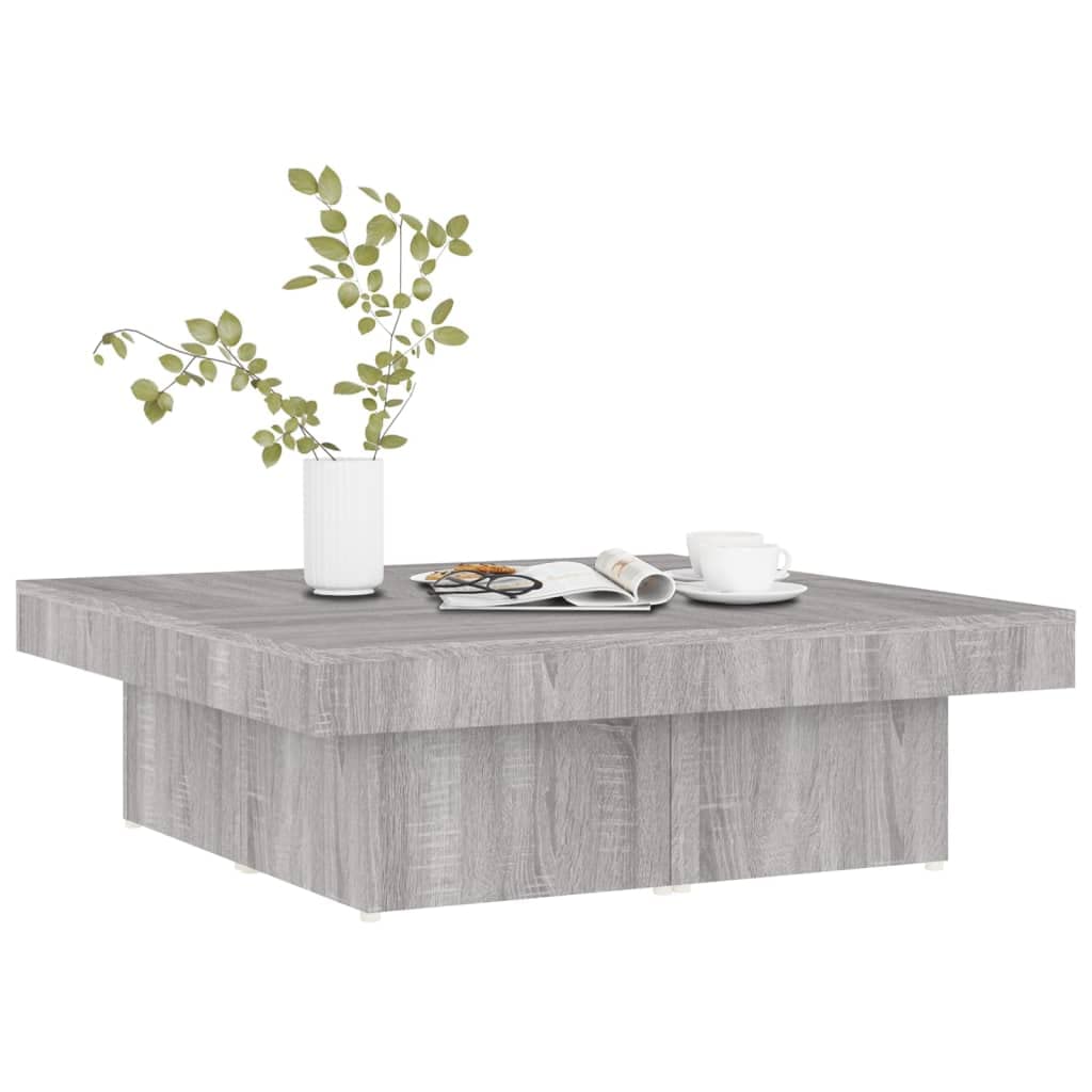 Homgoday Tavolino da caffè Sonoma grigio, 90 x 90 x 28 cm, in legno ingegnerizzato, tavolino da tè per soggiorno, sala d'accoglienza degli ospiti, camera da letto e mobili da ufficio