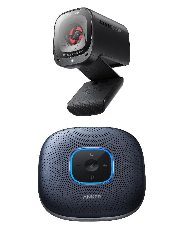 Anker PowerConf C200 2K Webcam & Bluetooth Speakerphone with 6 Microphones, Enhanced Voice Pickup,...