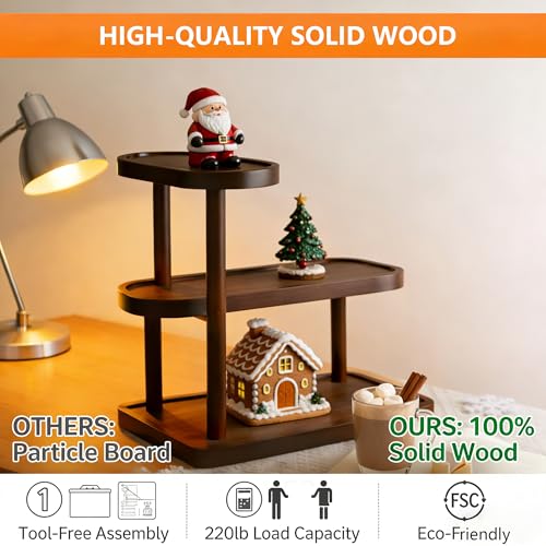 Image of Wooden Bathroom Counter Organizer,Vanity Makeup Organizer and Storage for Skincare,Perfume Lipsticks,Nail Polishes,Ideal Storage Solution for Spices,Handmade Toys,Office Supplies (Staggered 3-layer)