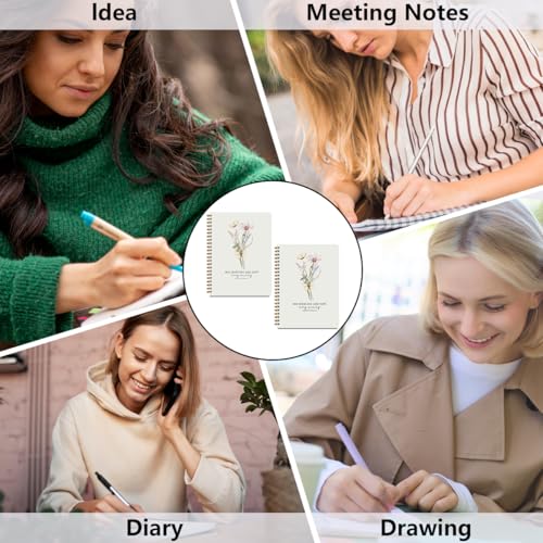 Image of MQBMQB 2Pcs Bible Christian Journals Floral Spiral Notebooks for Women Note Taking, Travel Journal for Writing, Bible Verse Notebook College Ruled, Christian Gifts for Women (8.3x5.8inch)