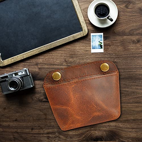 Handmade Leather Double Snap Pouch, Coin Purse, Cash & Card Holder, Makeup Bag, Cable Organizer - Minimalist Leather Snap Wallet, Durable Clasp Pouch for Travel & Accessories2