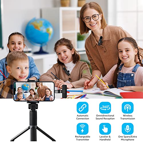 Wireless Clip Mic, Wireless Lavalier Microphones, Lapel Clip-On Microphone, Plug-Play Wireless Microphones, For Type-C Phone, Iphone, Ipad, Video Recording, Tiktok, Facebook Live, Youtube Live, 2 Pack #TOP2