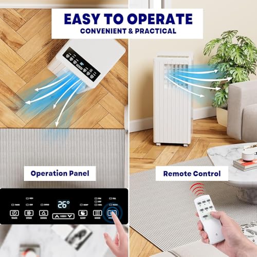 Image of Portable Air Conditioners, 8000 BTU Portable AC, Cools up to 350 Sq. Ft 3-in-1 Mobile AC for Room with Dehumidifier Fan Sleep Mode, 24H Timer, Remote Control, and Window Installation Kit Included