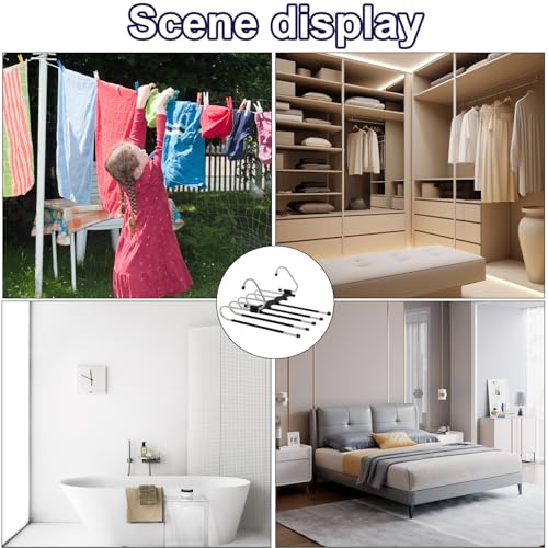 2 Stück Kleiderbügel platzsparend,5 In 1 Edelstahl Faltbare Hosenkleiderbügel, rutschfest Mehrfach Bügel Hosenkleiderbuegel für Hosen, Kleidung