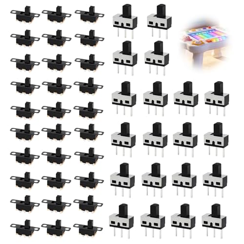 50PCS Conmutadores Industriales Mini de Precisión SPDT 1P2T, Interruptor Deslizante SS12D00G3 de 3 Pines y 2 Posiciones, Accionamiento Lateral Compacto para Control Eléctrico y Proyectos Electrónicos