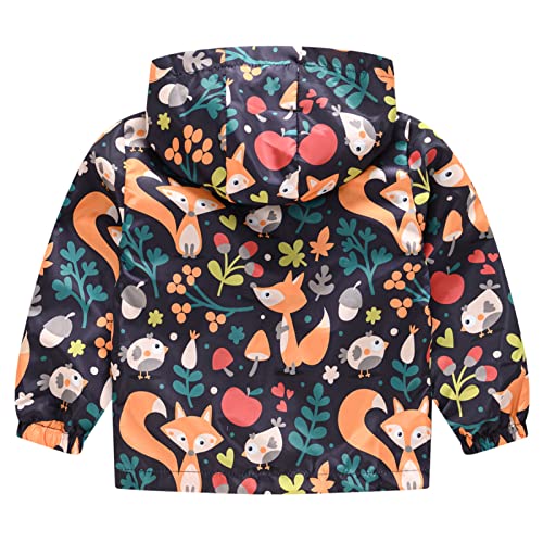 Image of Happy Cherry Kids Boys Girls Fleece Lined Windbreaker Jacket Fashion Prints Hoodie for Fall Winter