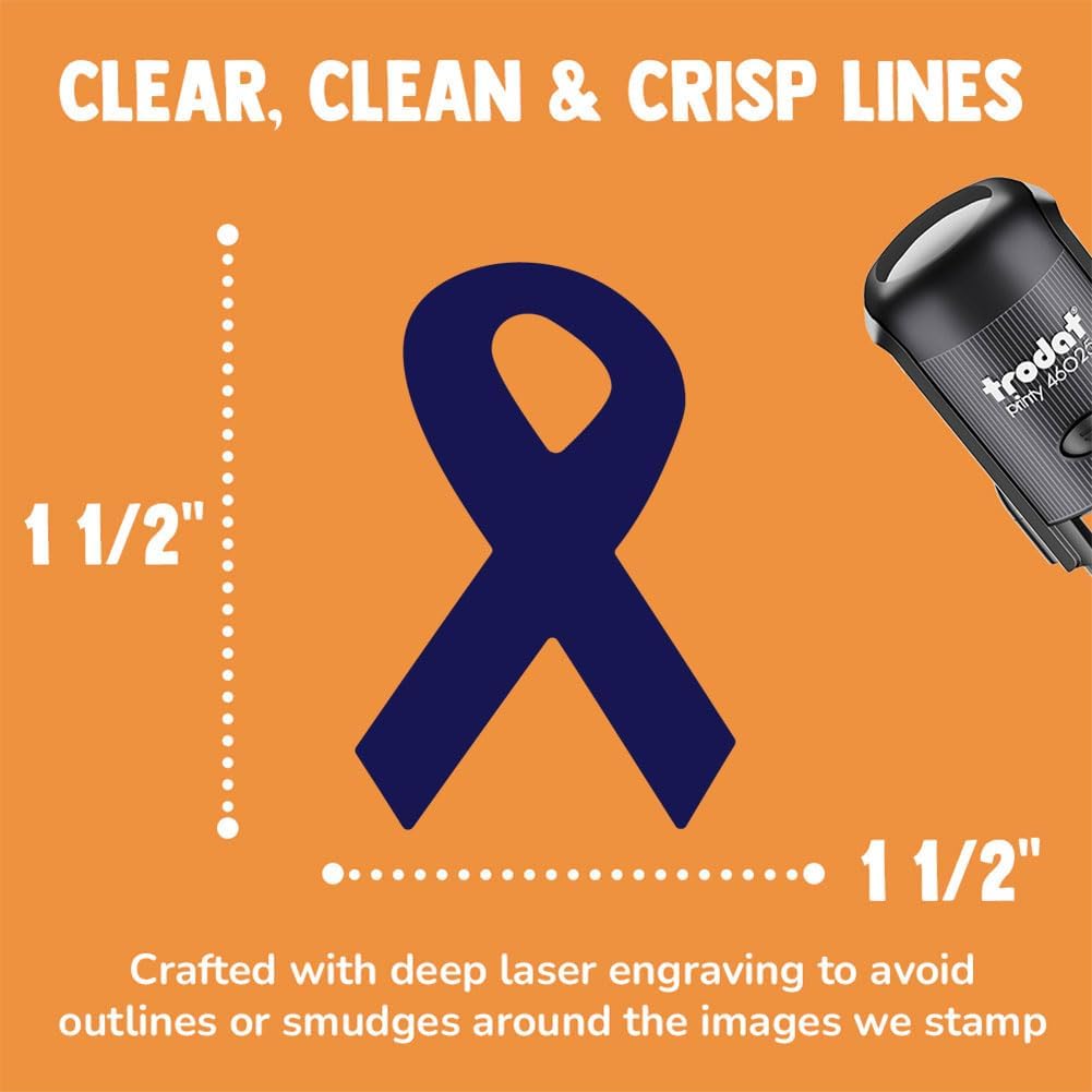 Awareness Ribbon Solid Self-Inking Rubber Stamp Ink Stamper for Stamping Crafting Planners - 1-1/2 Inch Large - Black Ink