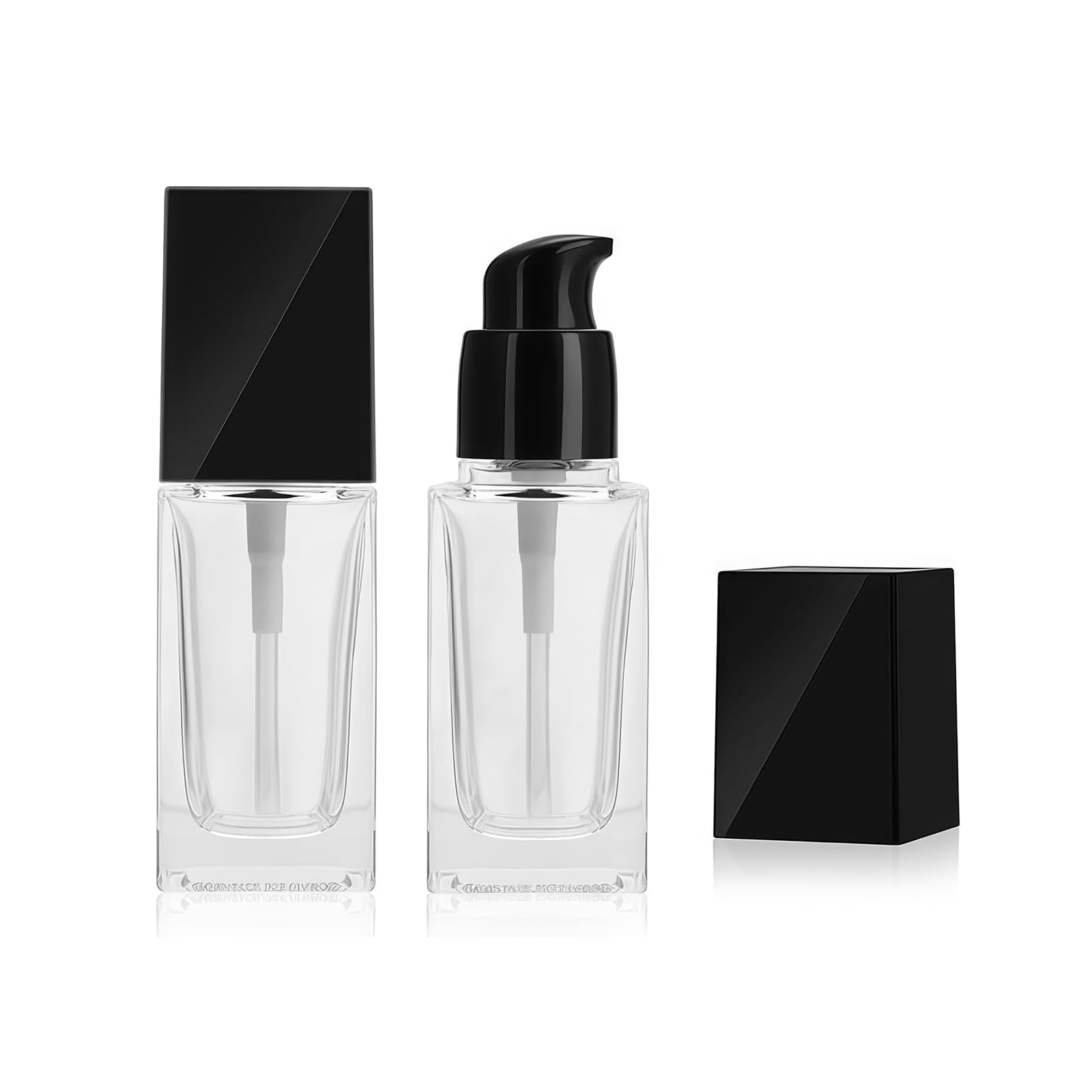 Flacon à pompe vide en verre 20ml pour fond de teint et crème voyage x2
