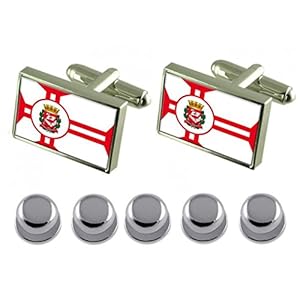 Select Gifts Hemdjurk Studs Sao Paulo City Brazilië vlag manchetknopen