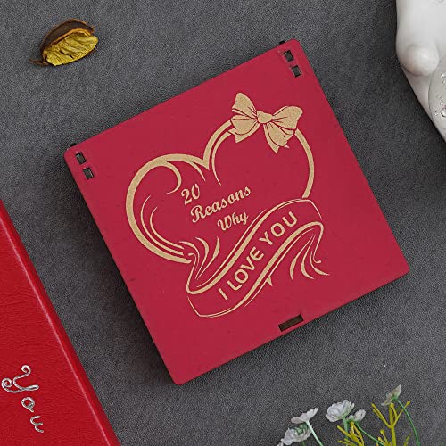 eCraftIndia Red Wooden 20 Reasons Why I Love You Printed on Little Hearts Valentine Gift Box| Valentine Gift for Girlfriend Boyfriend Husband Wife|Valentine Day Gifts|Valentine Decoration Items 3 51RJhbWOB1L