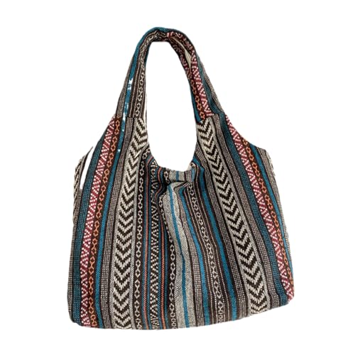 Women Large Shoulder Bags Vintage Striped Canvas Tote Bag for Work Travel Ladies Large Capacity Handbags