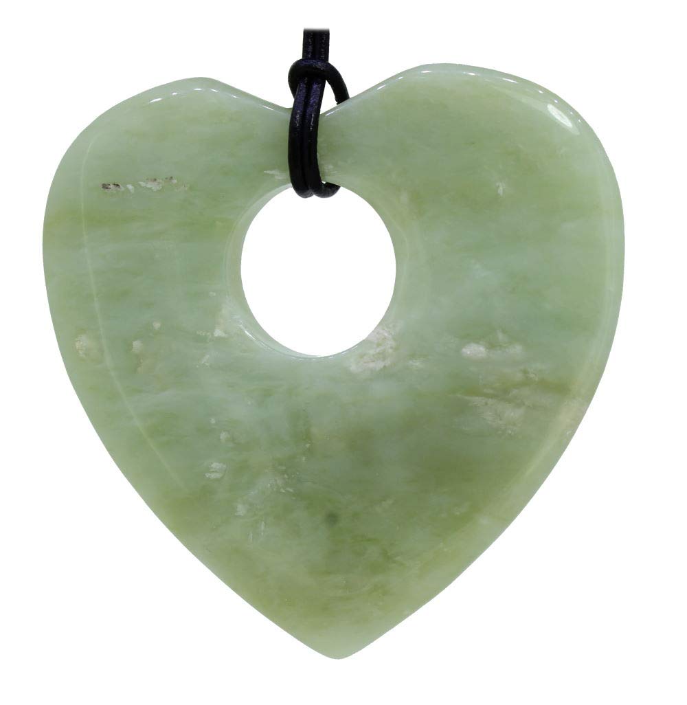 Budawi Serpentin Trommelstein Anhänger – China Jade, Ca. 25x20 Mm, Mit Lederband