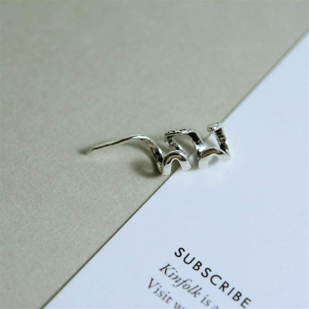 CMBSSTFC Orecchini a Lobo, Elegante S925 Clip per Orecchio retrò Clip per Orecchio a Forma di Serpente Senza Gioielli per Orecchio Forato da Donna/Singolo/