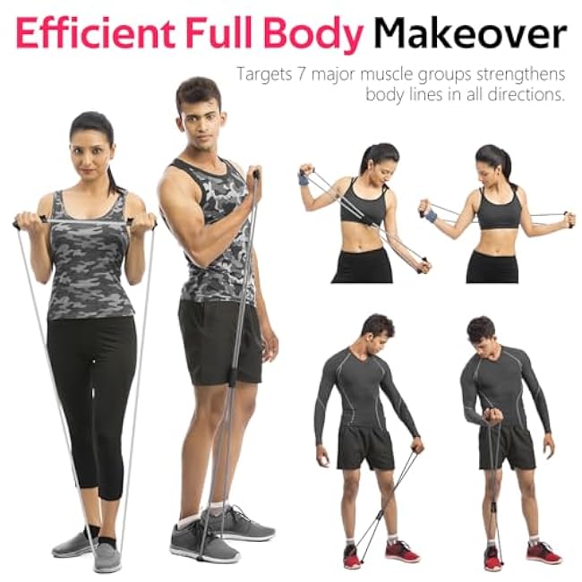 Figure 8 Fitness Resistance Bands with Handles - Exercise Tube Band Set of 3 for Arm and Shoulder Stretch, Rope 8 Word Elastic for Women and Men