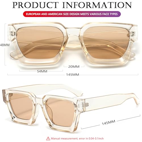 Image of AIEYEZO Square Sunglasses for Women Men Square Thick Frame Sun Glasses Simple Designer Style Shades
