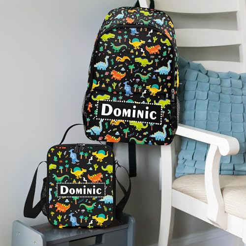 Custom Dinosaur Backpack for Boys Girls Personalized Backpack for Elementary Middle School with Name/Text Customized Back to School Bags for Kids Ages 5-12 with Lunch Box and Pencil Case2