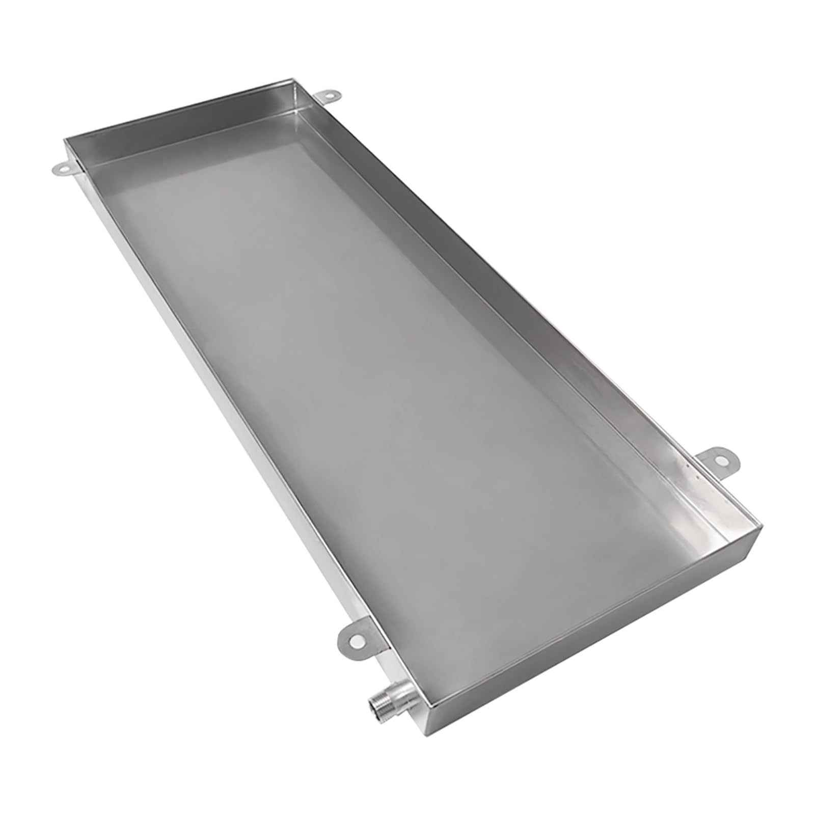 Bac d'égouttement en acier inoxydable sans soudure – Plateau de vidange d'huile soudé (100,1 x 46 cm) avec bords lisses et 4 trous de montage pour une gestion efficace de l'eau et le confinement des