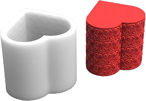 Miniatura 3 de Grainrain Molde de silicona con diseño de flor de corazón 3D, molde de vela de pilar decorado, moldes de silicona hechos a mano para velas, cera,
