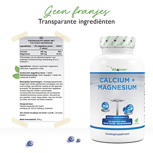 Calcium 800 mg + Magnesium 400 mg (2 tabletten) - 365 tabletten - 6 maanden voorraad - Calcium + Magnesium complex in 2… - Image 7