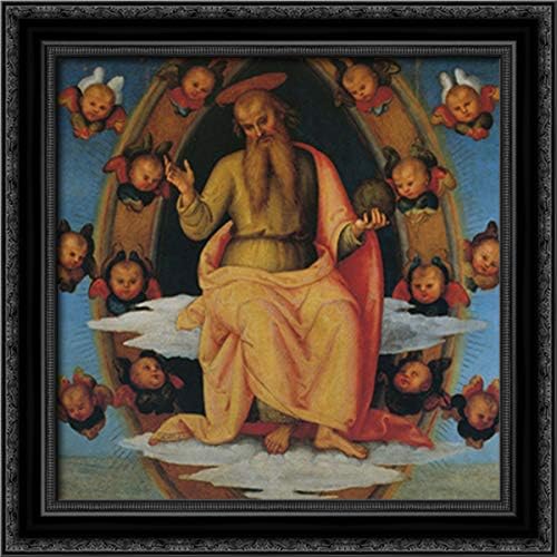 Pala di Sant Agostino (Lord Blessing) 20x20 Black Ornate Wood Framed Canvas Art by Pietro Perugino