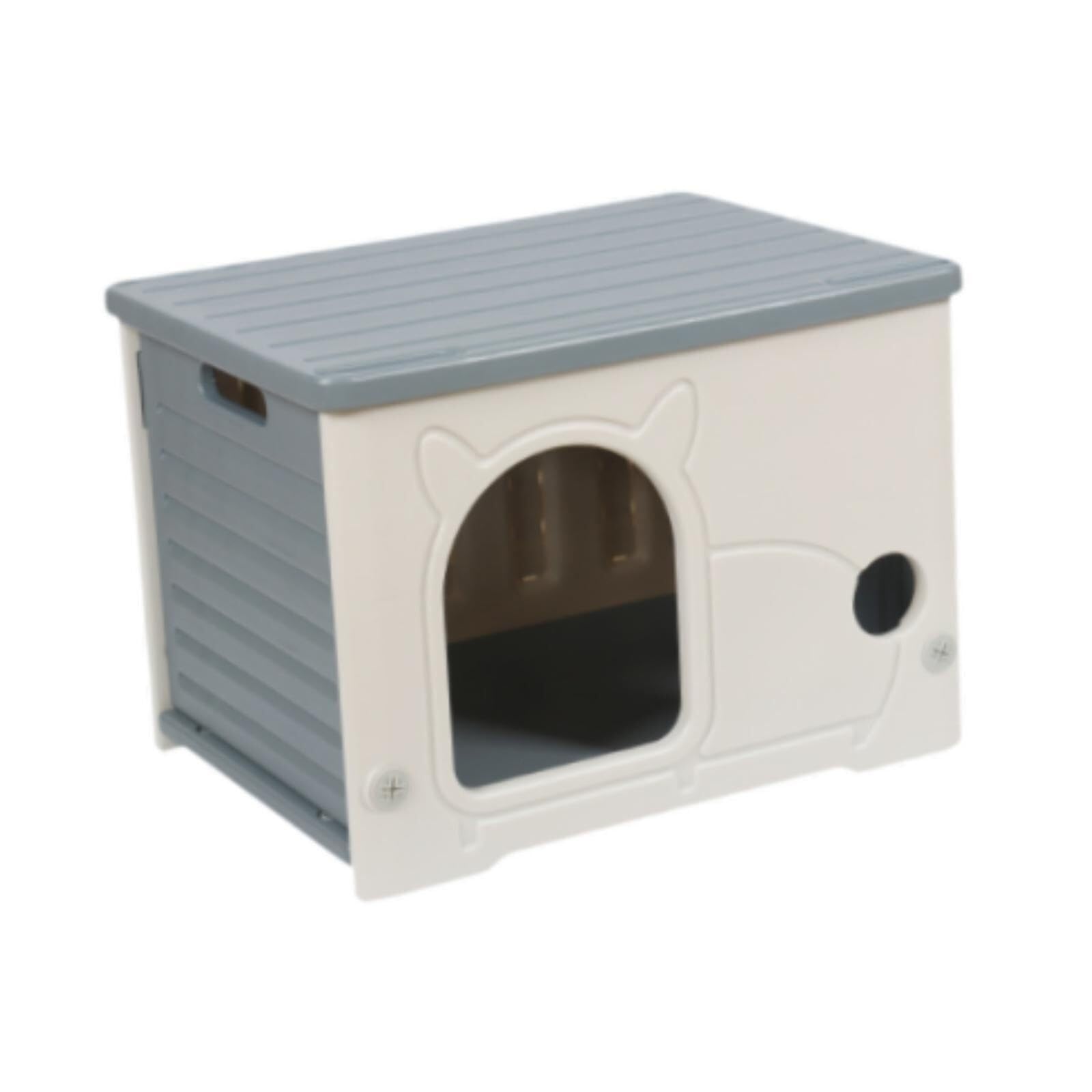 Generic Hundehütte für streunende Katzen, Haustierhöhle für Wildkatzen, für Igel, drinnen und draußen, grau (grau)